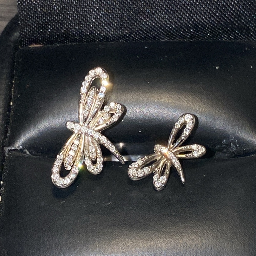 Diamond Double Dragonfly Ring - image 2